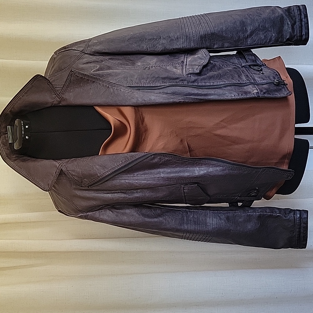 KUT From The Kloth Brown Faux Leather Jacket Medium